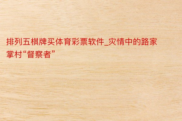 排列五棋牌买体育彩票软件_灾情中的路家掌村“督察者”